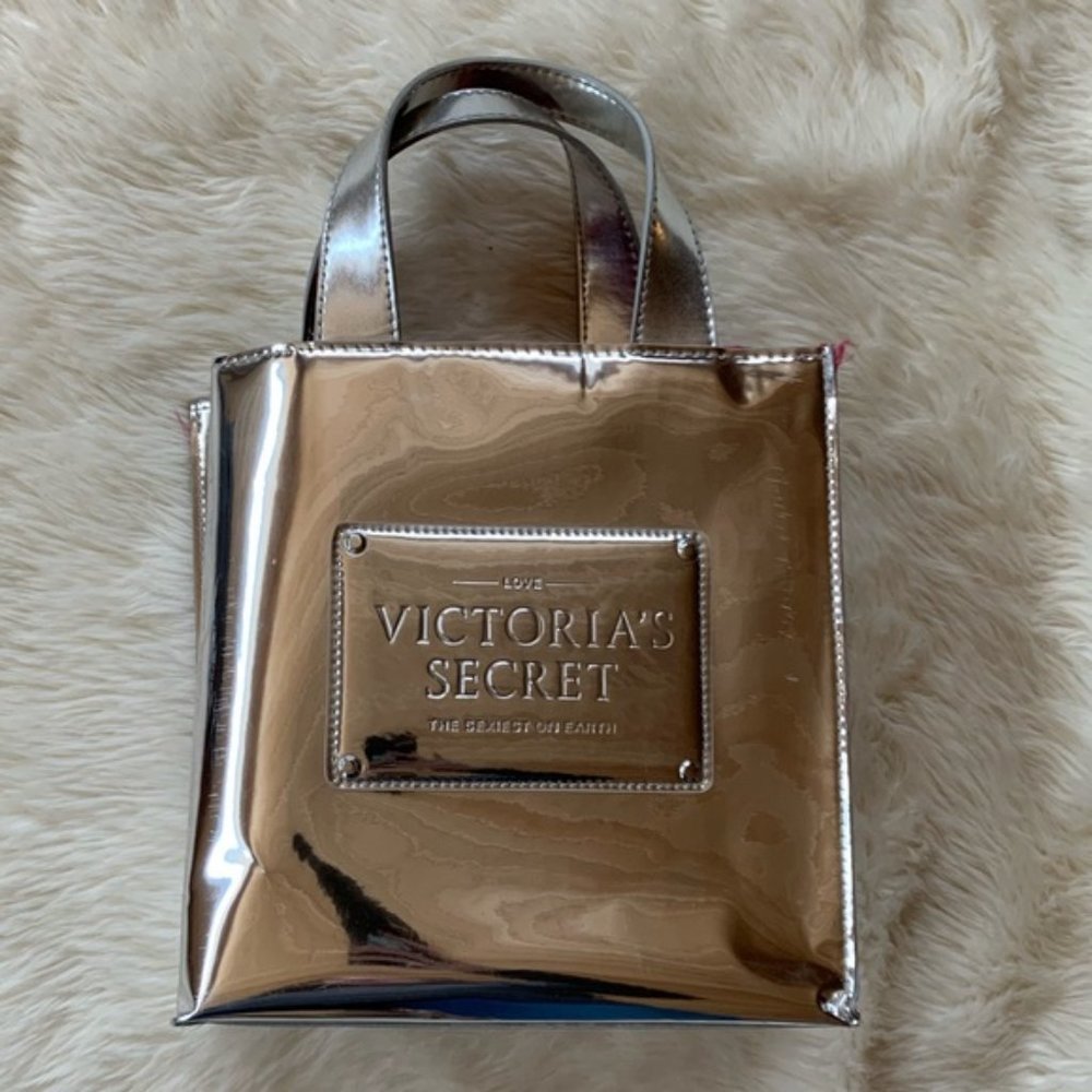 Victoria's Secret Mini Tote, Silver/Pink.